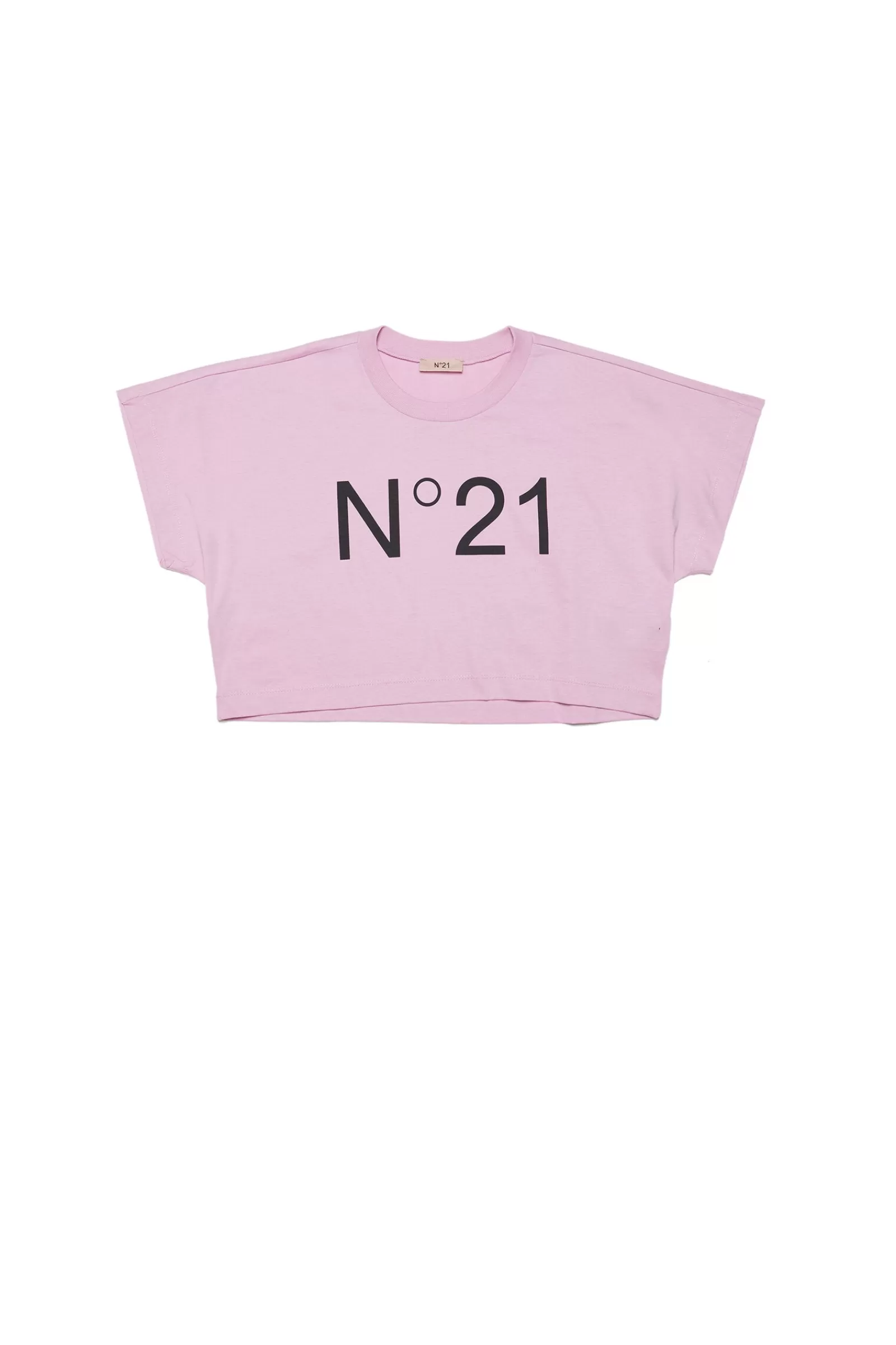 T-Shirt<N°21 T-Shirt Rosa Cropped In Jersey Con Logo Lilla Antico