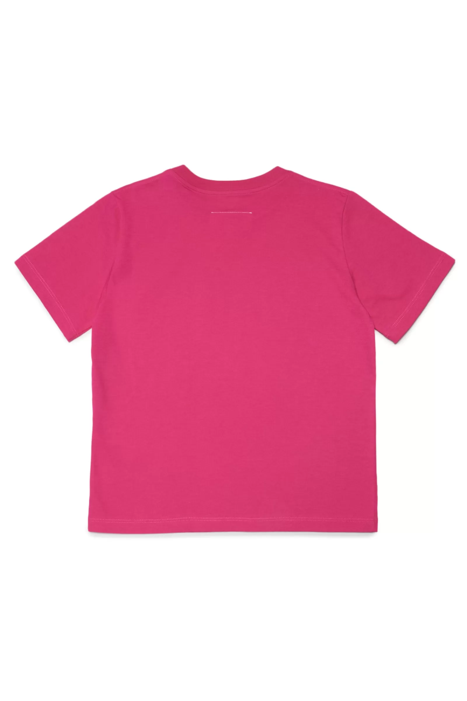 T-Shirt<MM6 MAISON MARGIELA T-Shirt Rosa In Jersey Con Logo Effetto Specchio Rosa Acceso