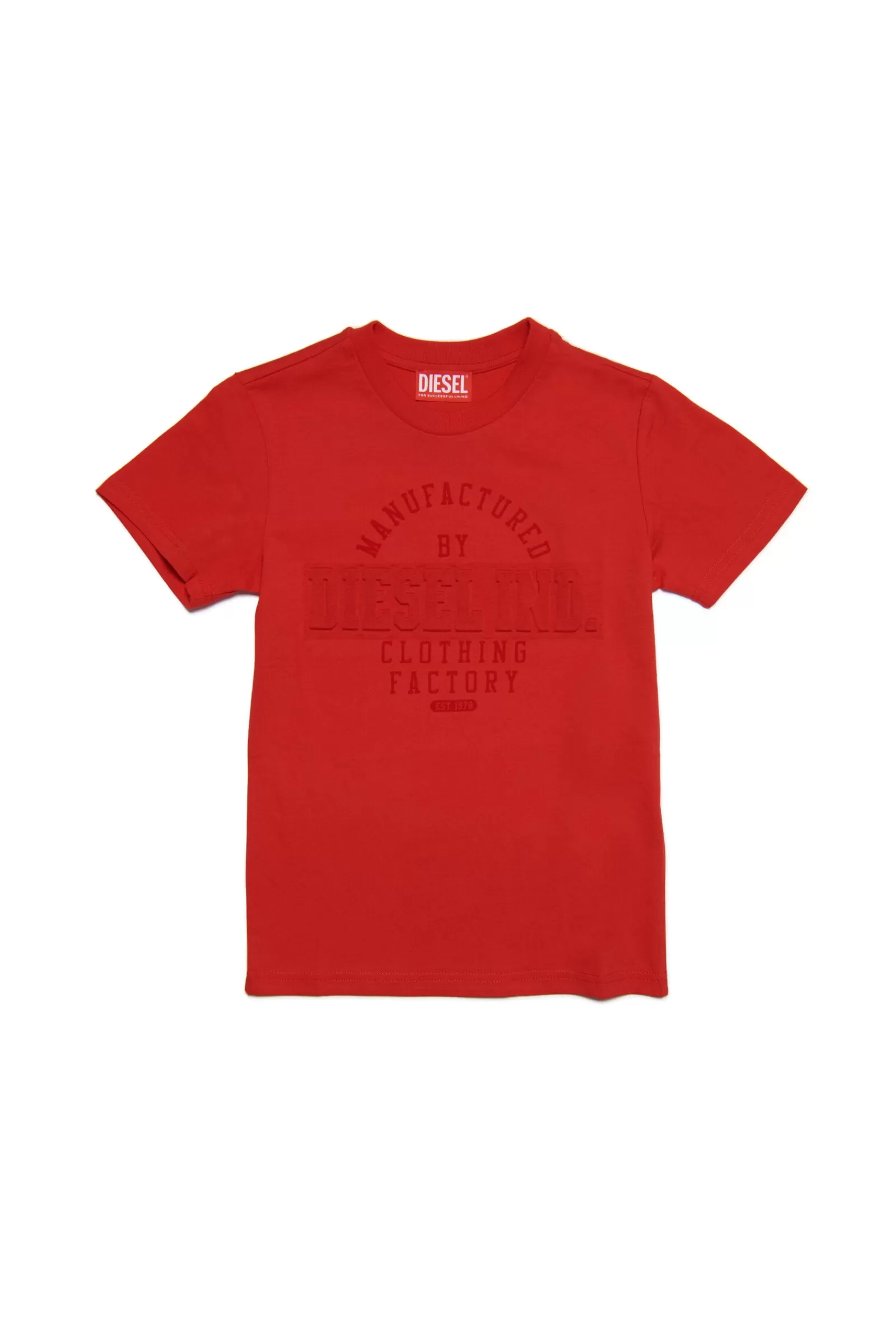 T-Shirt<DIESEL T-Shirt Rossa In Jersey Con Logo Ind. Rosso Garofano