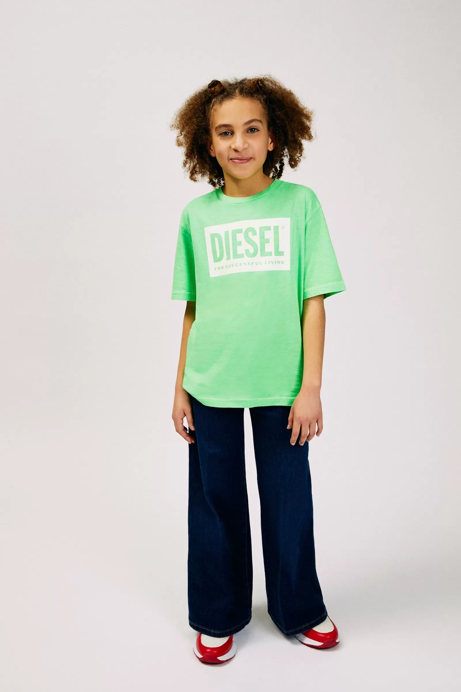 T-Shirt<DIESEL T-Shirt Verde Fluo In Jersey Con Logo Verde Luminoso