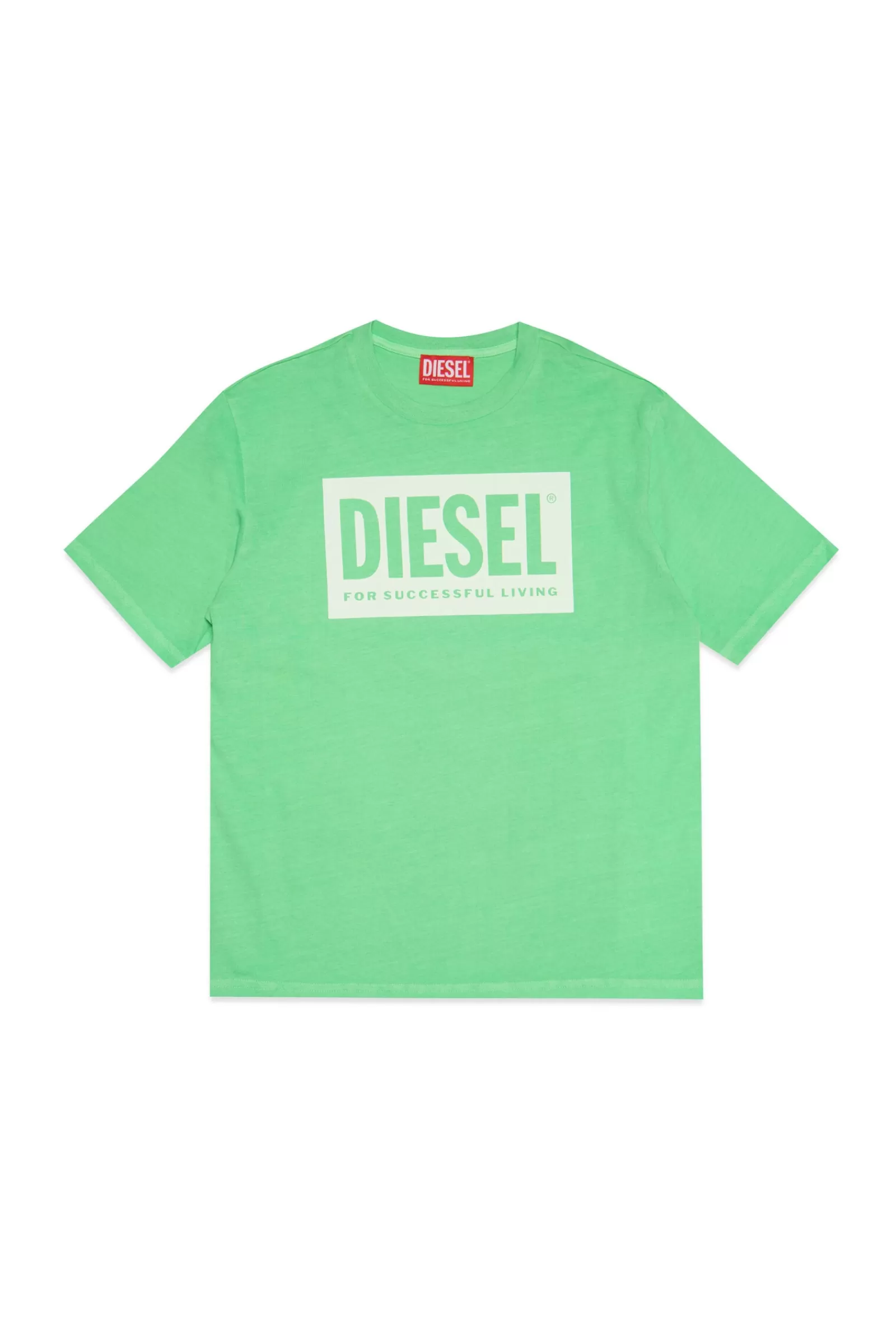 T-Shirt<DIESEL T-Shirt Verde Fluo In Jersey Con Logo Verde Luminoso