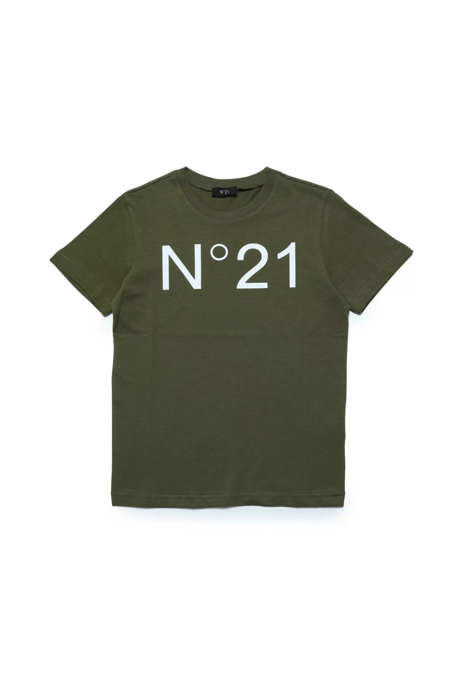 T-Shirt<N°21 T-Shirt Verde In Jersey Con Logo Verde Oliva Scuro