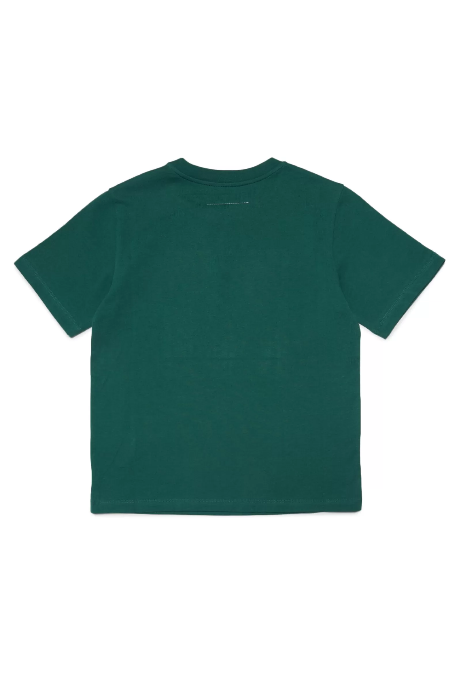 T-Shirt<MM6 MAISON MARGIELA T-Shirt Verde In Jersey Con Logo Spessorato Verde Foresta