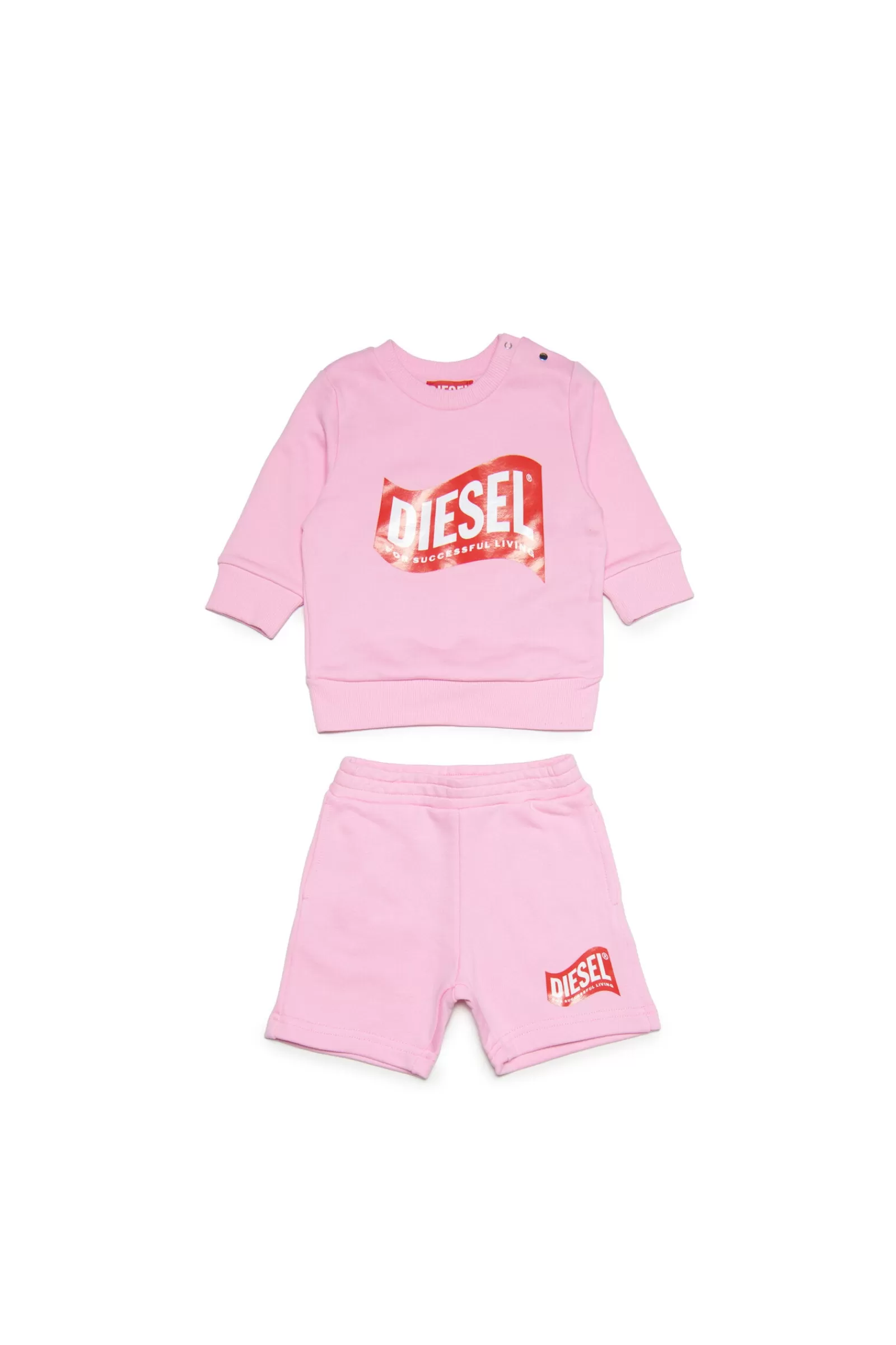 Tute E Baby Set<DIESEL Tuta In Felpa Con Logo In Versione  Rosa Pastello