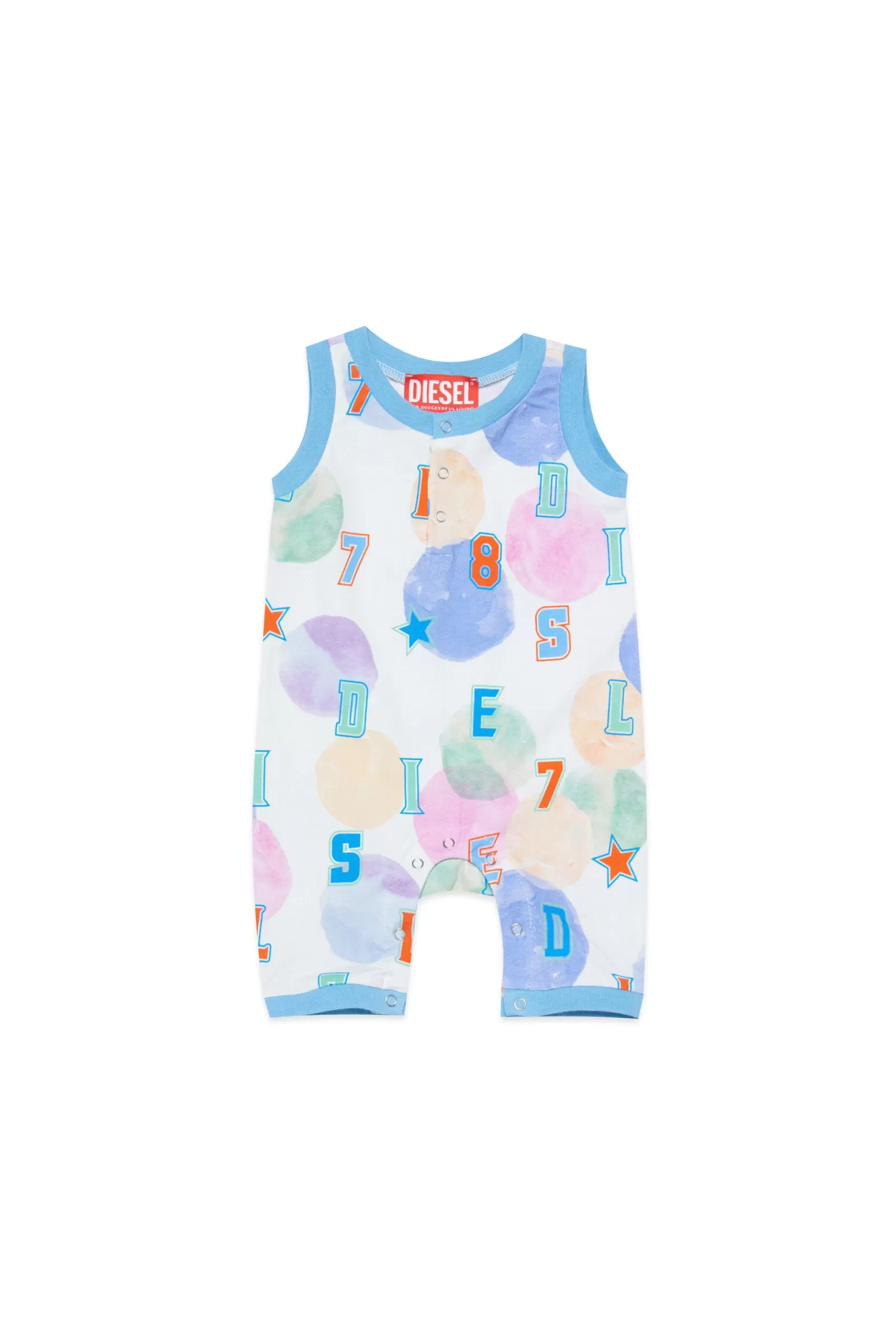 Tute E Baby Set<DIESEL Tuta Intera Blu In Jersey Con Allover Bubble Blu Crespo