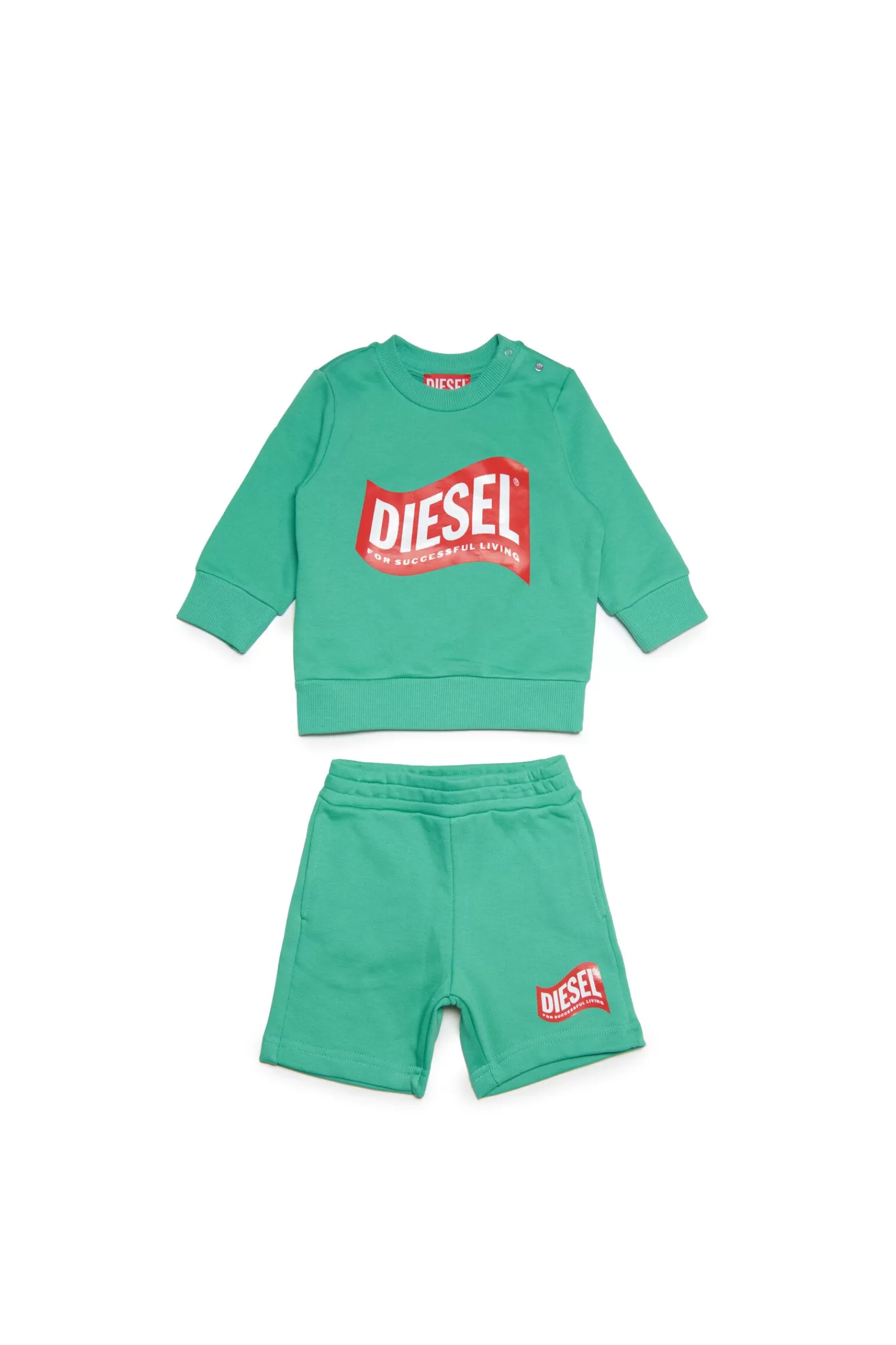 Tute E Baby Set<DIESEL Tuta Verde In Felpa Con Logo In Versione  Verde Katydid