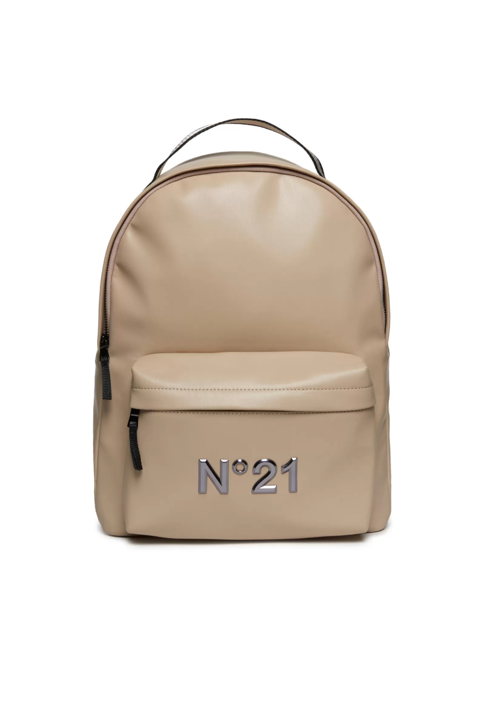 Marsupi E Zaini<N°21 Zaino Beige In Similpelle Morbida Con Logo Sabbia